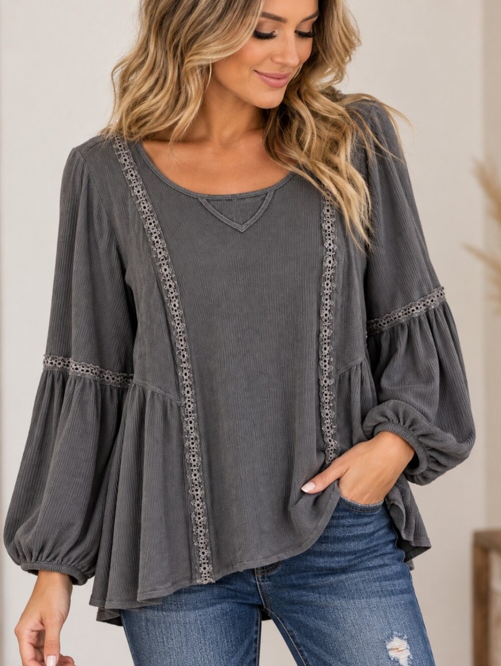 Torrid Gray Long Sleeve Top